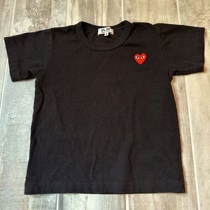 Commes Des Garçons PLAY Boys T-Shirt Tee Black Sz 6